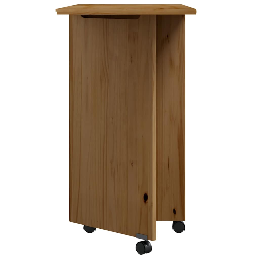 Armoire roulante avec bureau MOSS marron miel bois de pin