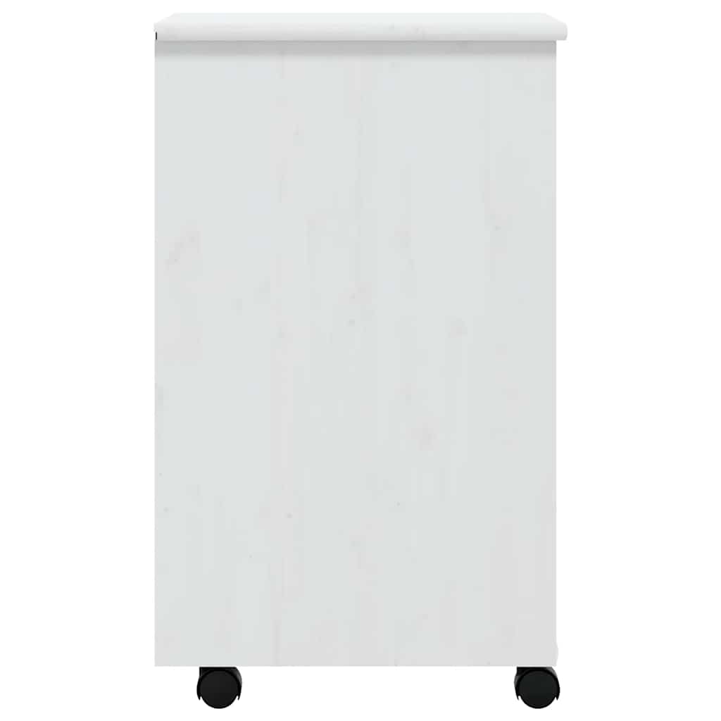 Armoire roulante avec tiroirs MOSS blanc bois de pin solide - XIOS