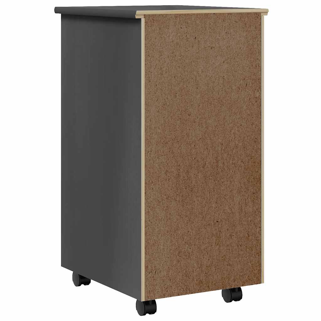 Armoire roulante avec tiroirs MOSS gris bois de pin solide