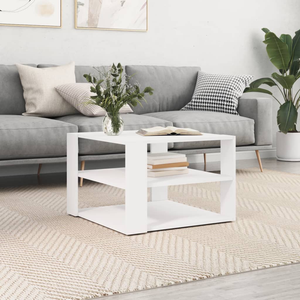 Table basse blanc 59,5x59,5x40 cm bois d'ingénierie - XIOS