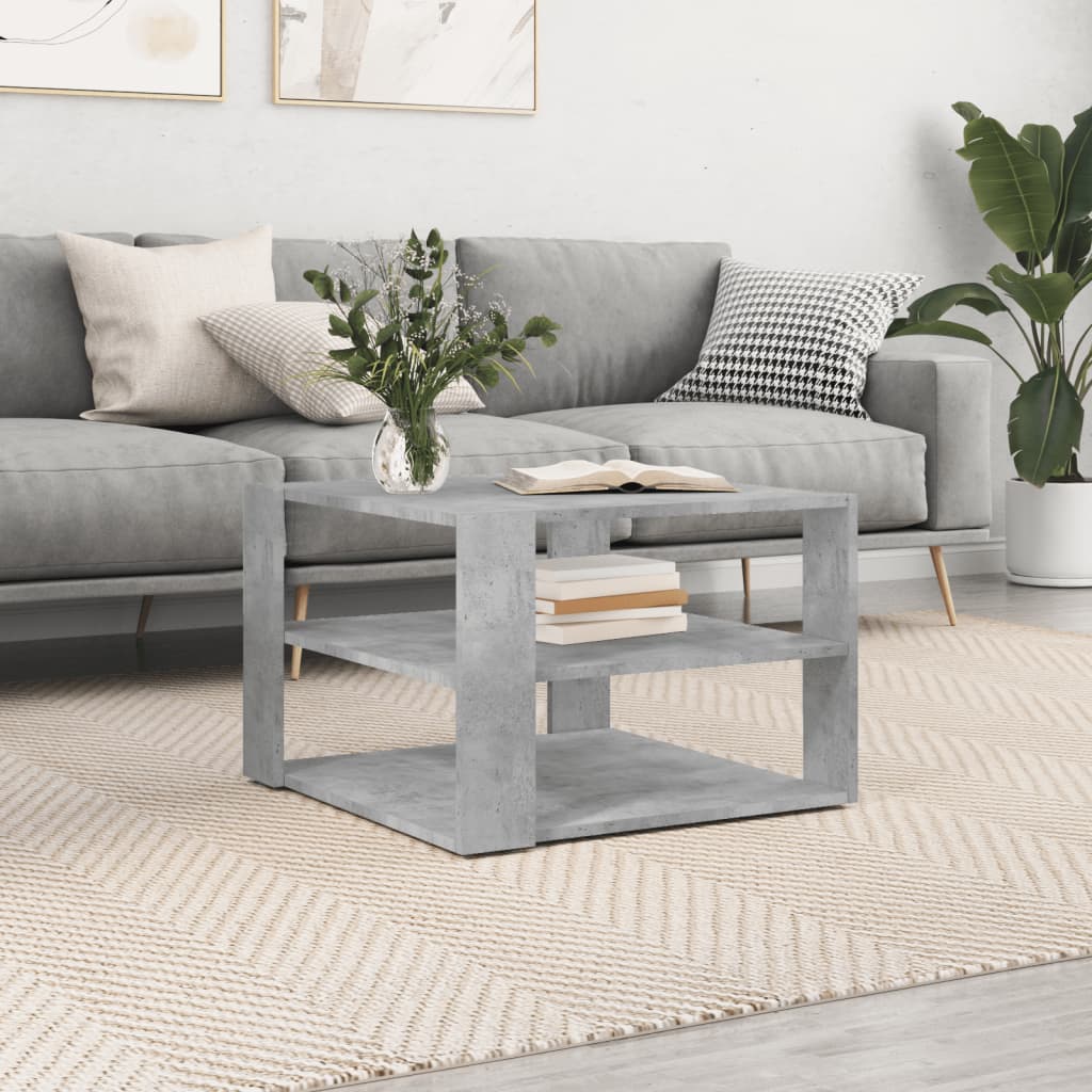 Table basse gris béton 59,5x59,5x40 cm bois d'ingénierie - XIOS