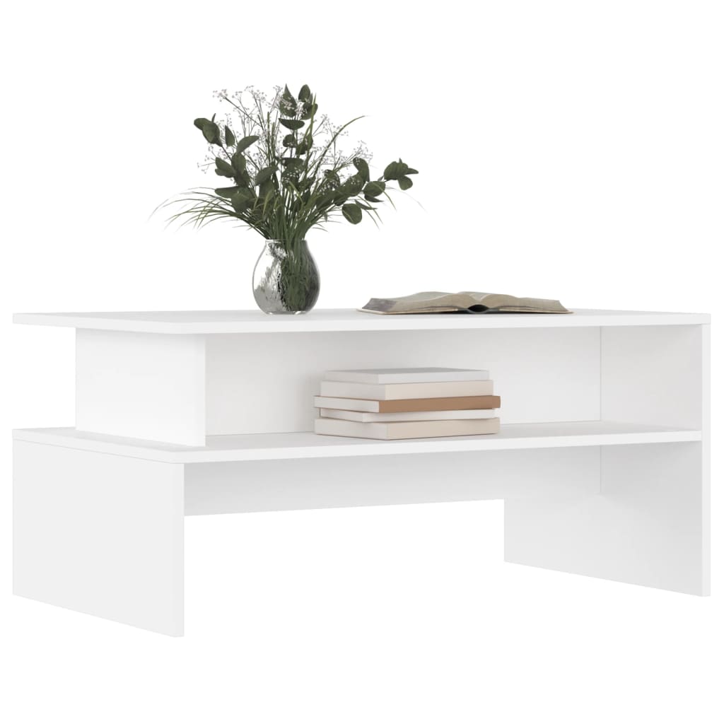 Table basse blanc 90x55x42,5 cm bois d'ingénierie - XIOS