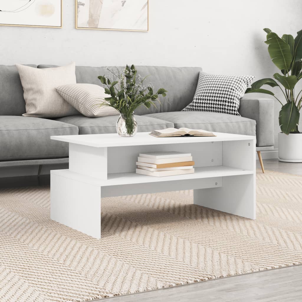 Table basse blanc 90x55x42,5 cm bois d'ingénierie - XIOS