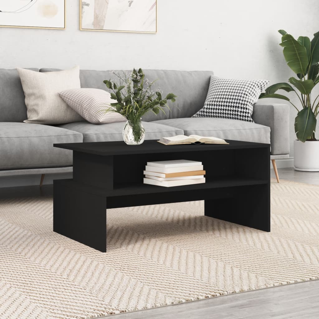 Table basse noir 90x55x42,5 cm bois d'ingénierie - XIOS