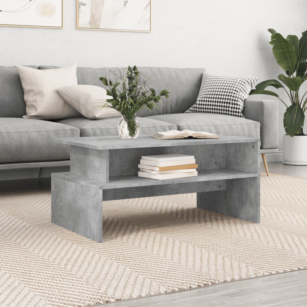 Table basse gris béton 90x55x42,5 cm bois d'ingénierie - XIOS