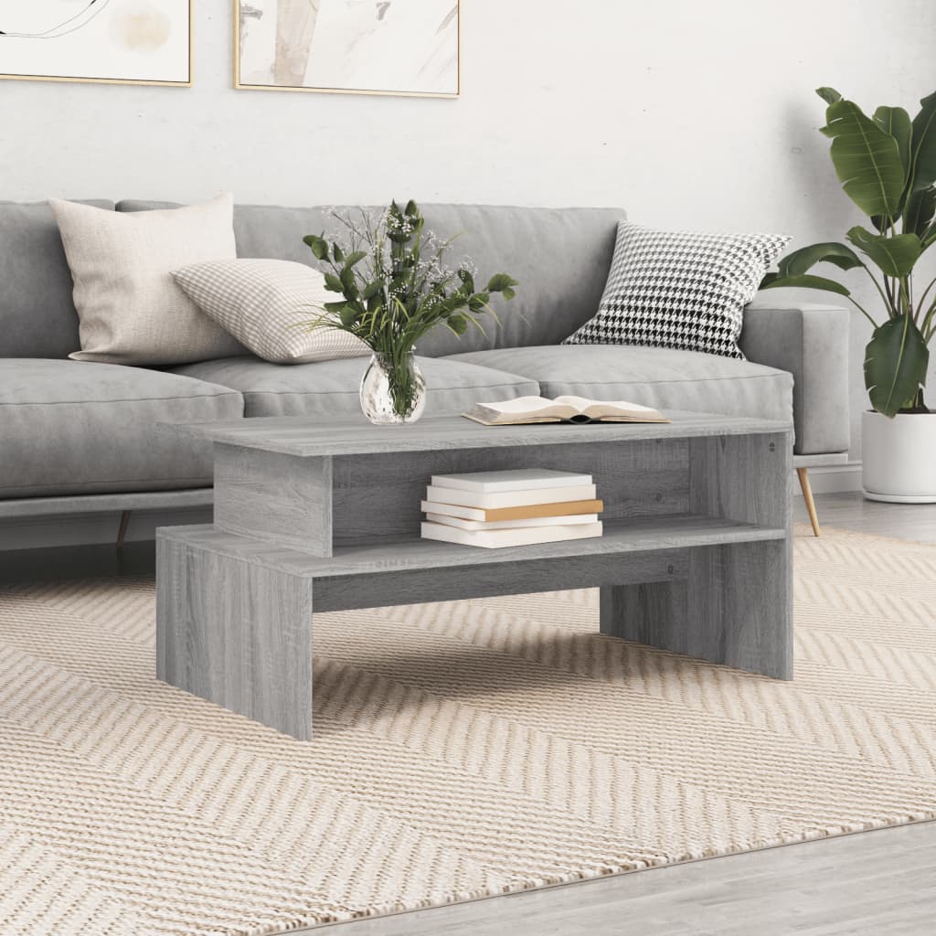 Table basse sonoma gris 90x55x42,5 cm bois d'ingénierie - XIOS