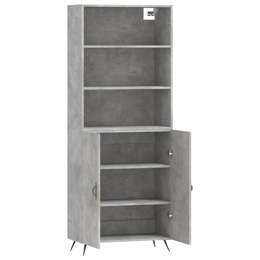 Buffet haut Gris béton 69,5x34x180 cm Bois d'ingénierie - XIOS