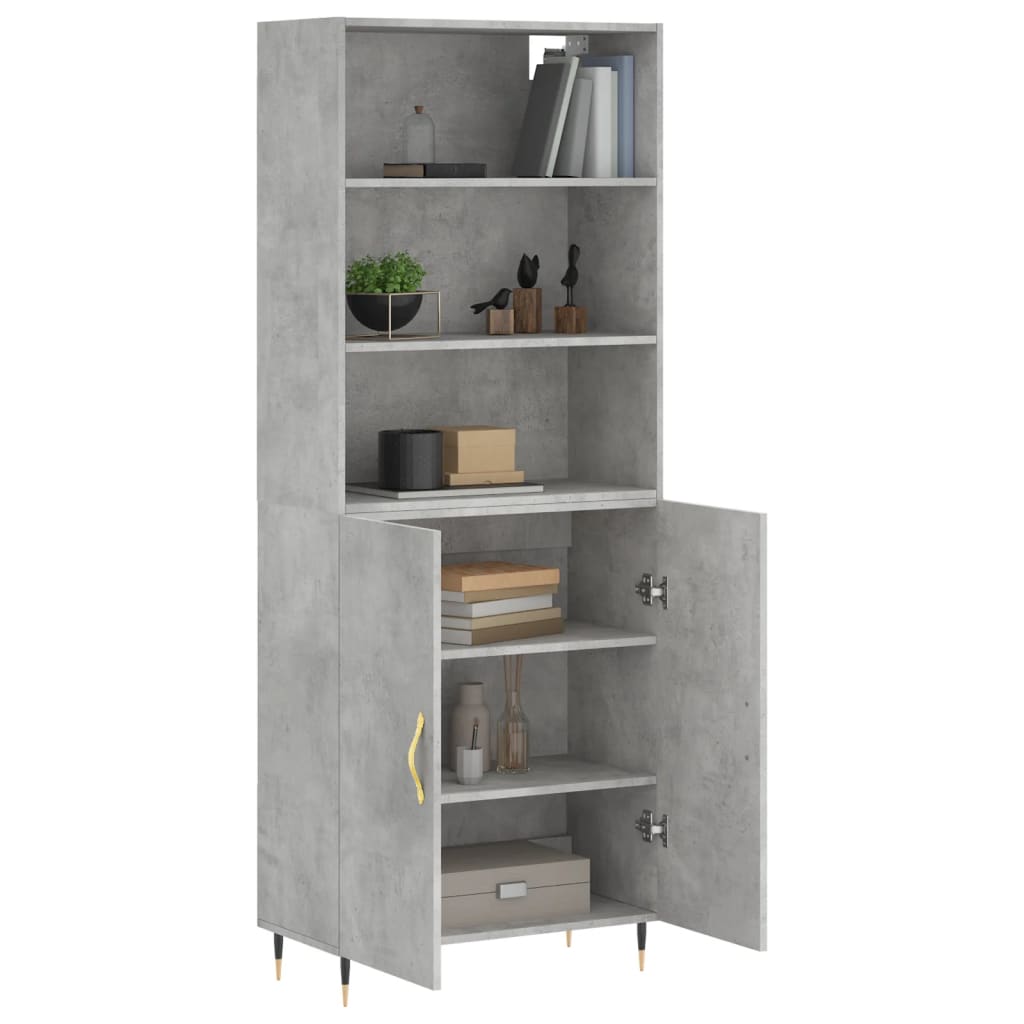 Buffet haut Gris béton 69,5x34x180 cm Bois d'ingénierie - XIOS