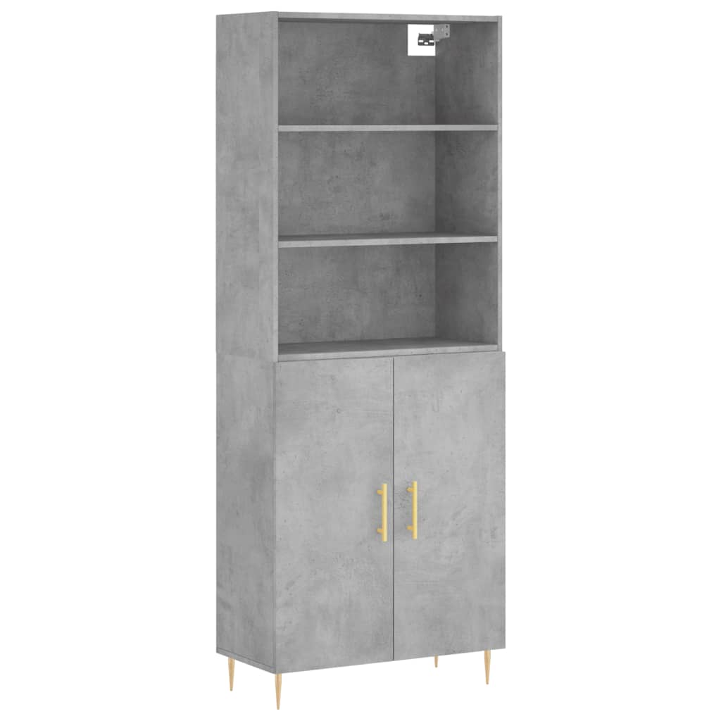 Buffet haut Gris béton 69,5x34x180 cm Bois d'ingénierie - XIOS