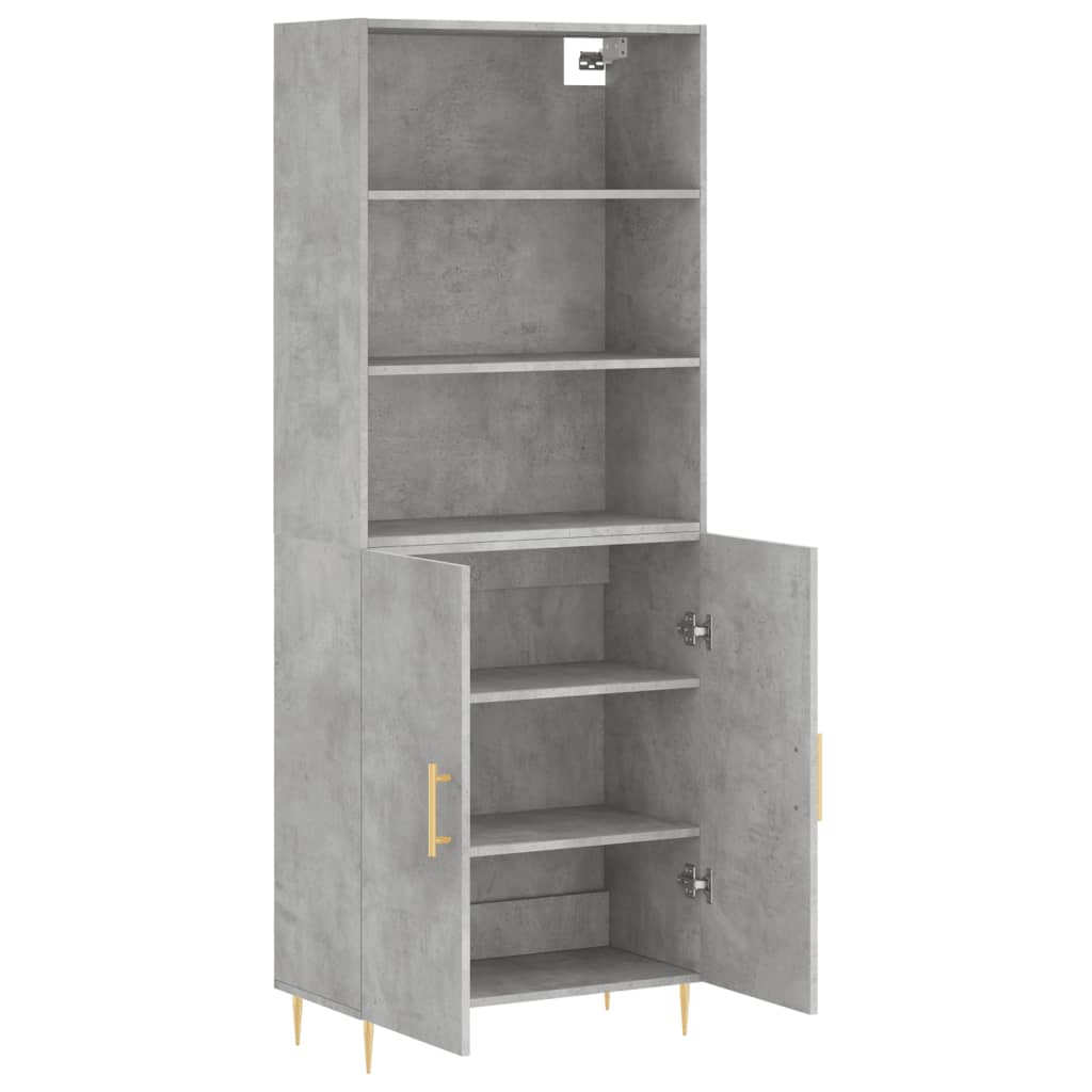 Buffet haut Gris béton 69,5x34x180 cm Bois d'ingénierie - XIOS