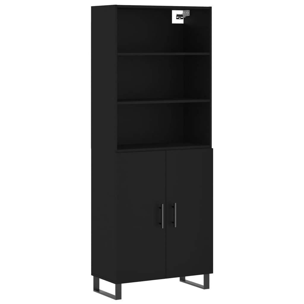 Buffet haut Noir 69,5x34x180 cm Bois d'ingénierie - XIOS