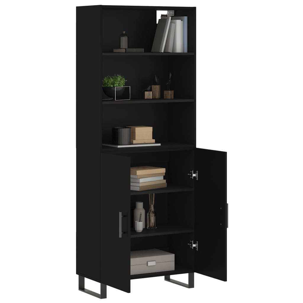 Buffet haut Noir 69,5x34x180 cm Bois d'ingénierie - XIOS