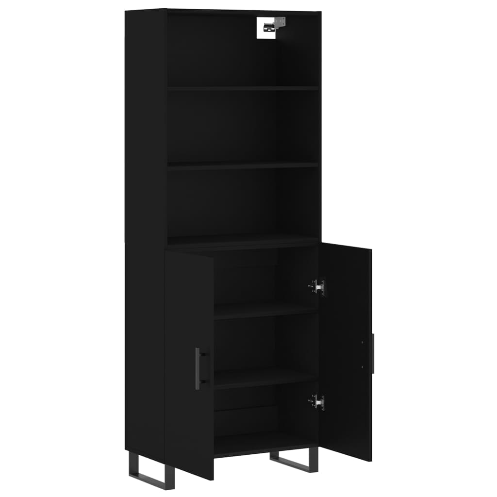 Buffet haut Noir 69,5x34x180 cm Bois d'ingénierie - XIOS