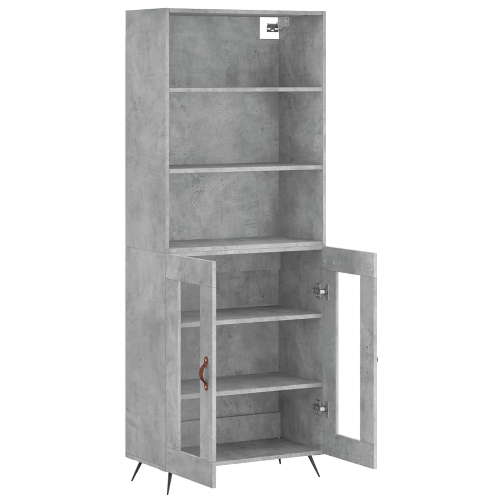 Buffet haut Gris béton 69,5x34x180 cm Bois d'ingénierie - XIOS