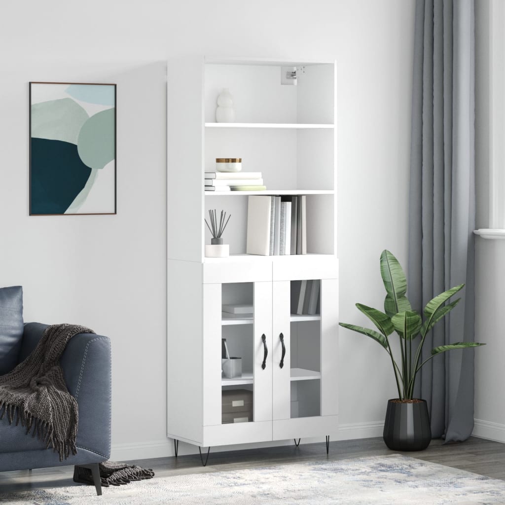 Buffet haut Blanc 69,5x34x180 cm Bois d'ingénierie - XIOS