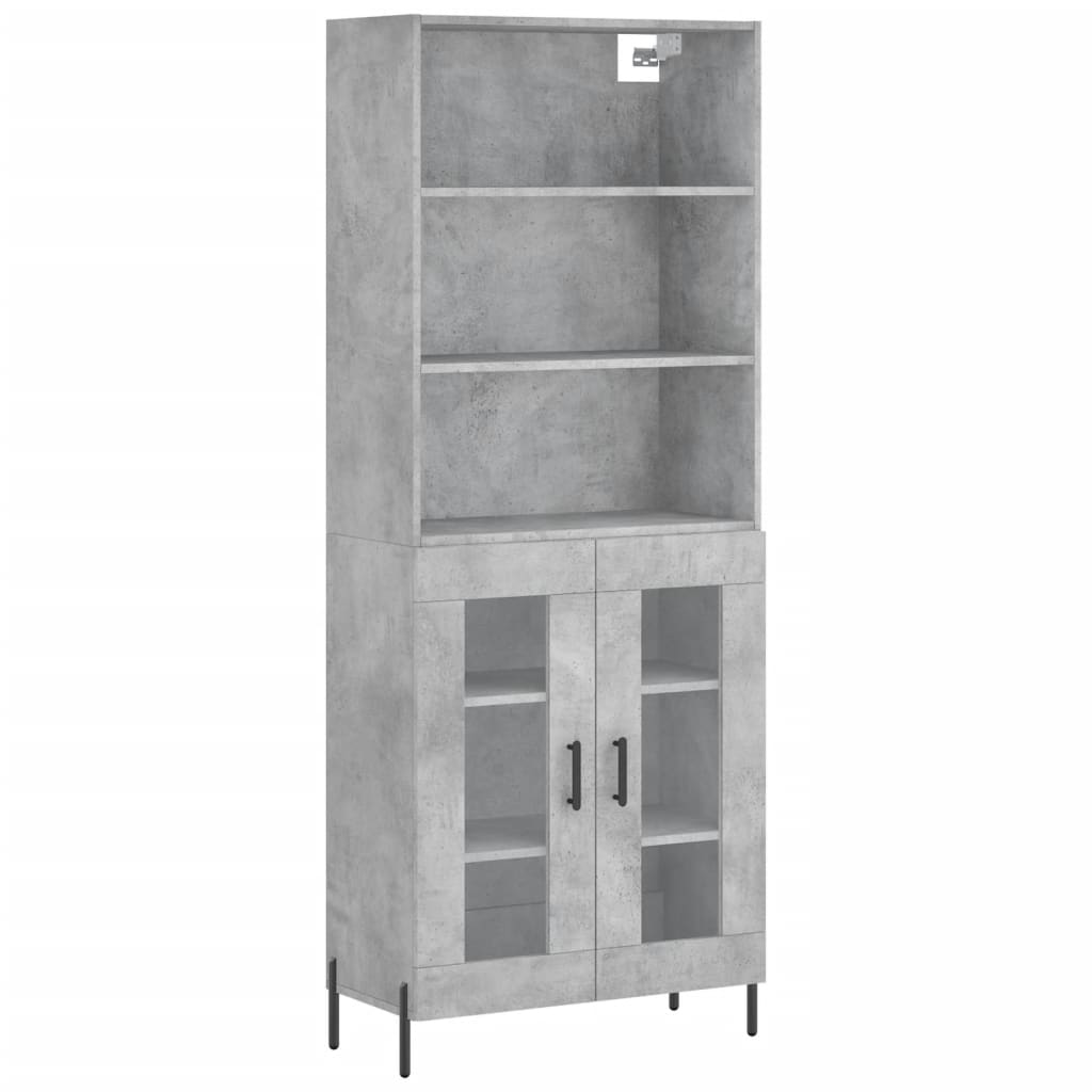 Buffet haut Gris béton 69,5x34x180 cm Bois d'ingénierie - XIOS