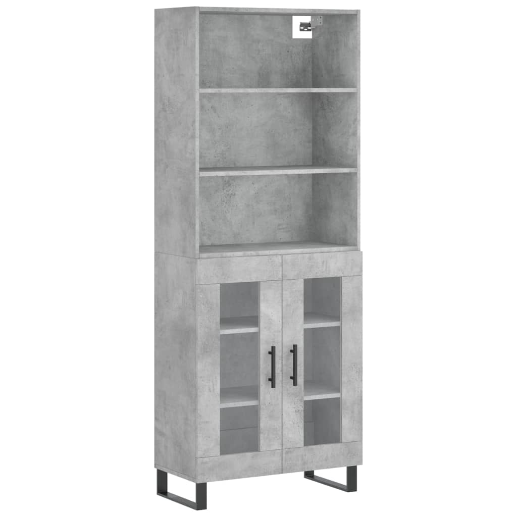Buffet haut Gris béton 69,5x34x180 cm Bois d'ingénierie - XIOS