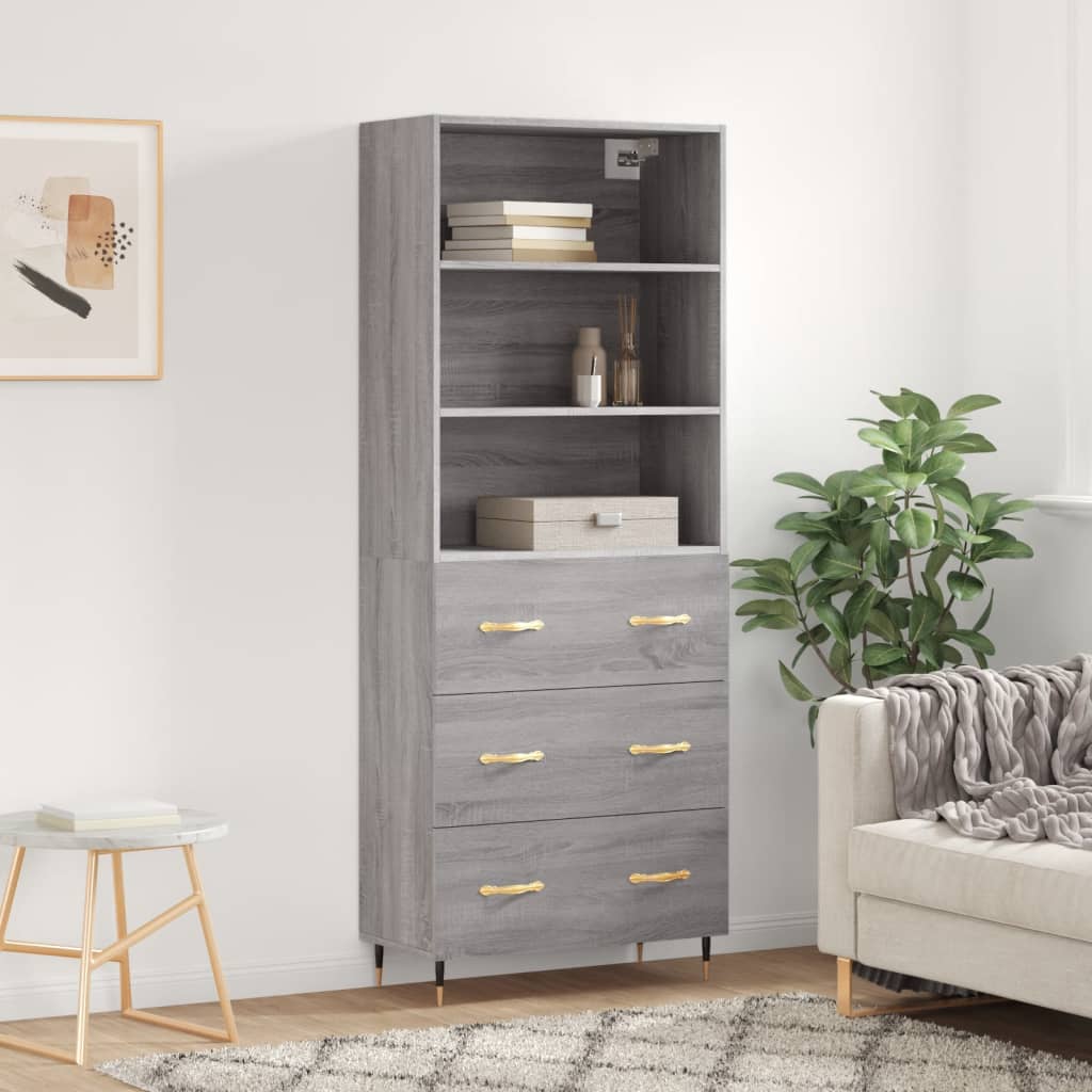 Buffet haut Sonoma gris 69,5x34x180 cm Bois d'ingénierie - XIOS