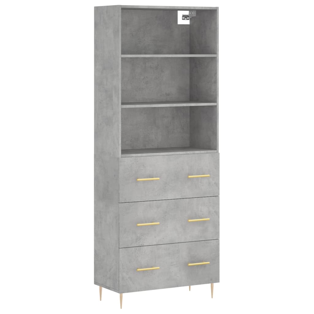 Buffet haut Gris béton 69,5x34x180 cm Bois d'ingénierie - XIOS