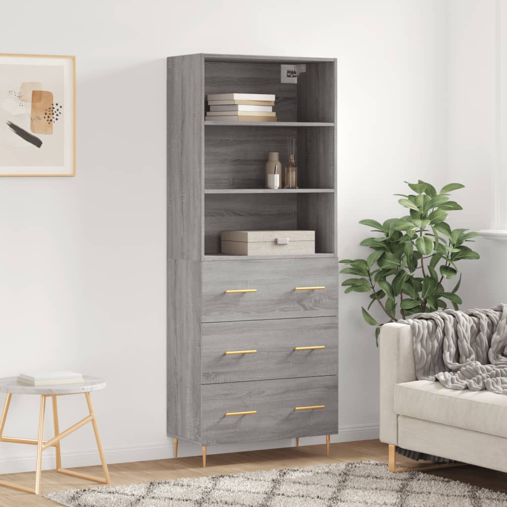 Buffet haut Sonoma gris 69,5x34x180 cm Bois d'ingénierie - XIOS