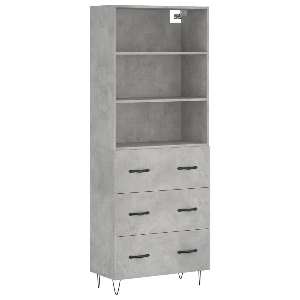 Buffet haut Gris béton 69,5x34x180 cm Bois d'ingénierie - XIOS