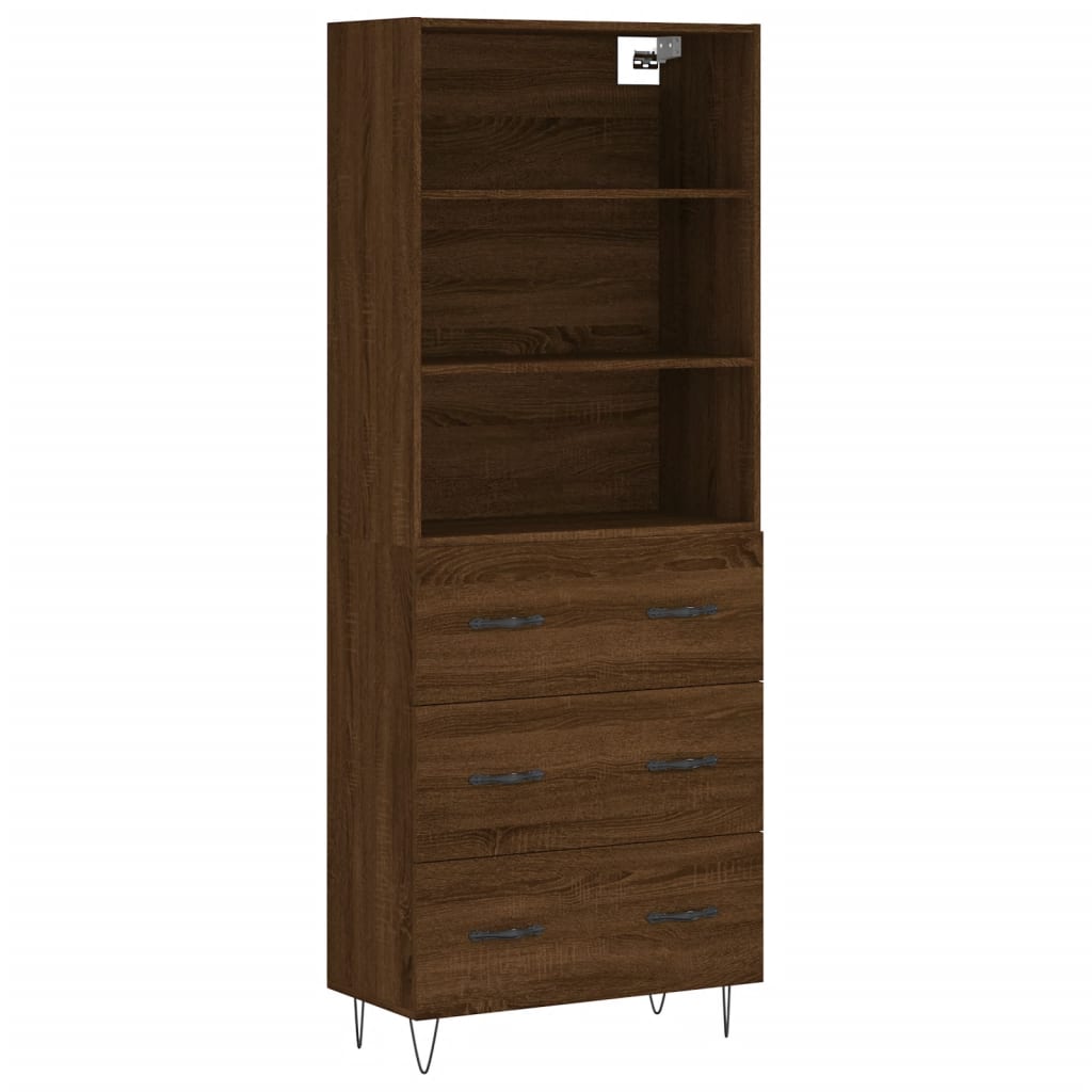 Buffet haut Chêne marron 69,5x34x180 cm Bois d'ingénierie Buffets & bahuts vidaXL