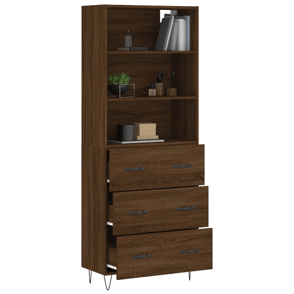 Buffet haut Chêne marron 69,5x34x180 cm Bois d'ingénierie Buffets & bahuts vidaXL