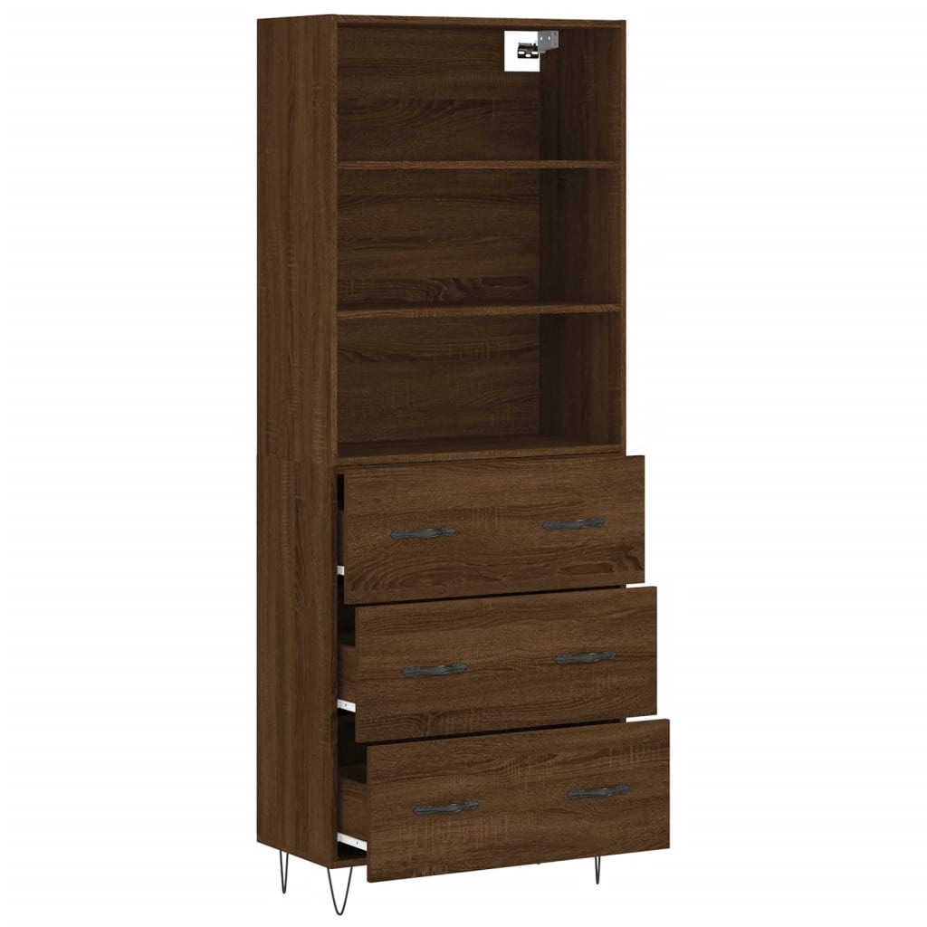 Buffet haut Chêne marron 69,5x34x180 cm Bois d'ingénierie Buffets & bahuts vidaXL
