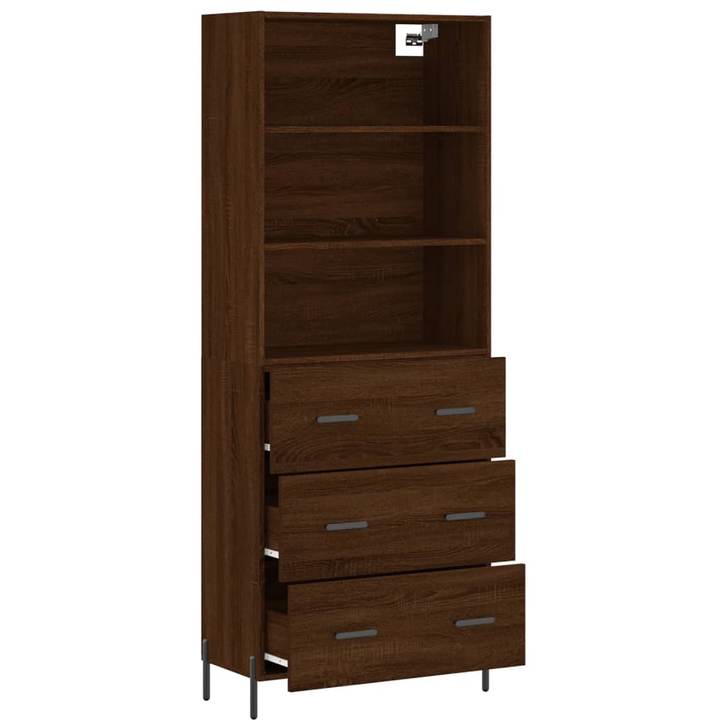 Buffet haut Chêne marron 69,5x34x180 cm Bois d'ingénierie - XIOS