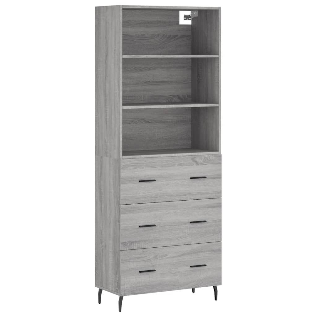 Buffet haut Sonoma gris 69,5x34x180 cm Bois d'ingénierie Buffets & bahuts vidaXL