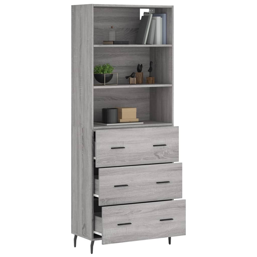 Buffet haut Sonoma gris 69,5x34x180 cm Bois d'ingénierie Buffets & bahuts vidaXL