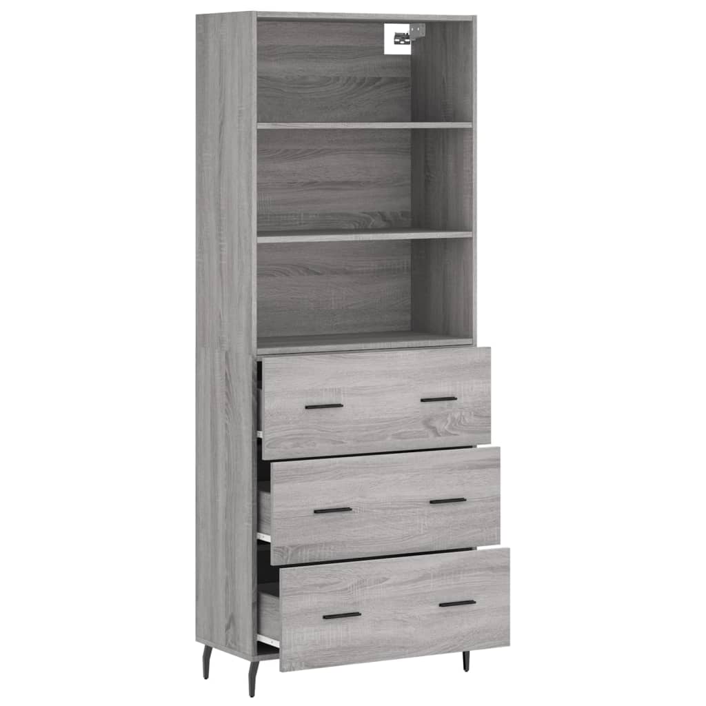 Buffet haut Sonoma gris 69,5x34x180 cm Bois d'ingénierie Buffets & bahuts vidaXL
