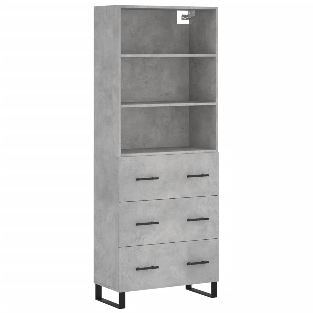 Buffet haut Gris béton 69,5x34x180 cm Bois d'ingénierie - XIOS