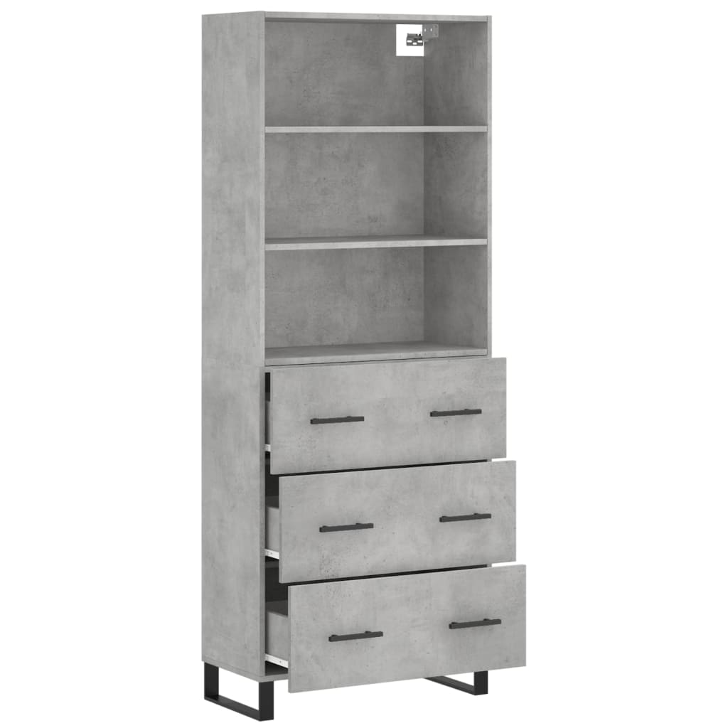 Buffet haut Gris béton 69,5x34x180 cm Bois d'ingénierie - XIOS