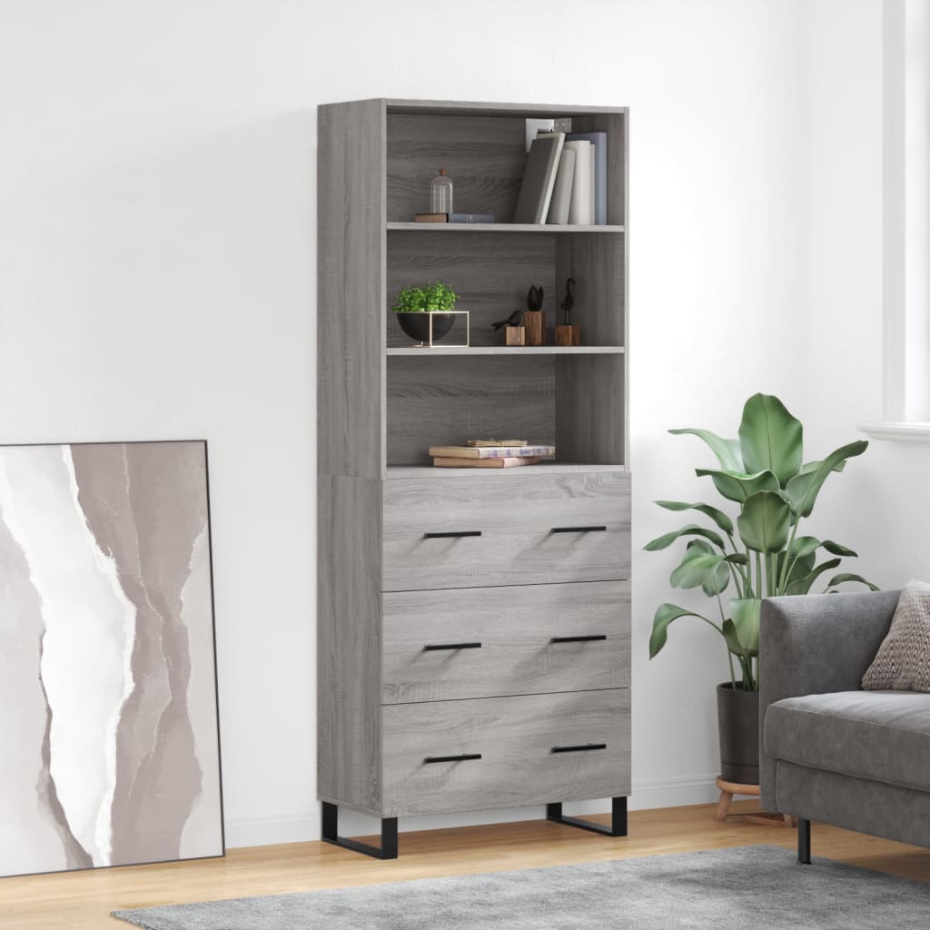 Buffet haut Sonoma gris 69,5x34x180 cm Bois d'ingénierie - XIOS
