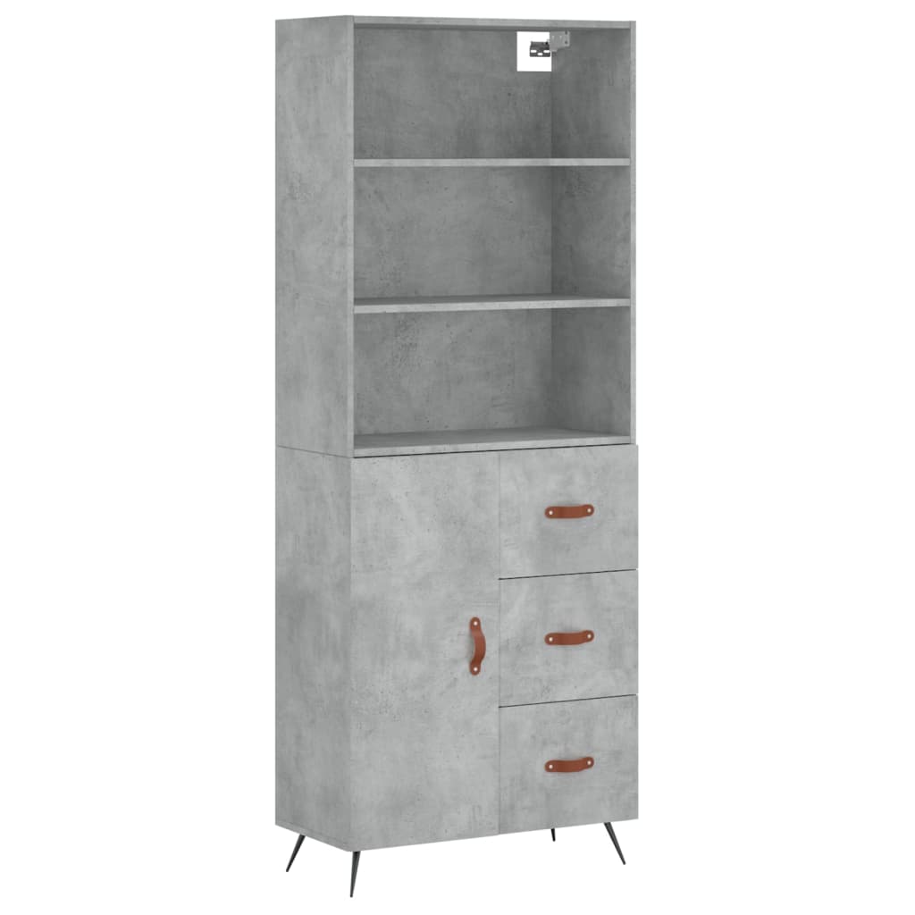 Buffet haut Gris béton 69,5x34x180 cm Bois d'ingénierie - XIOS