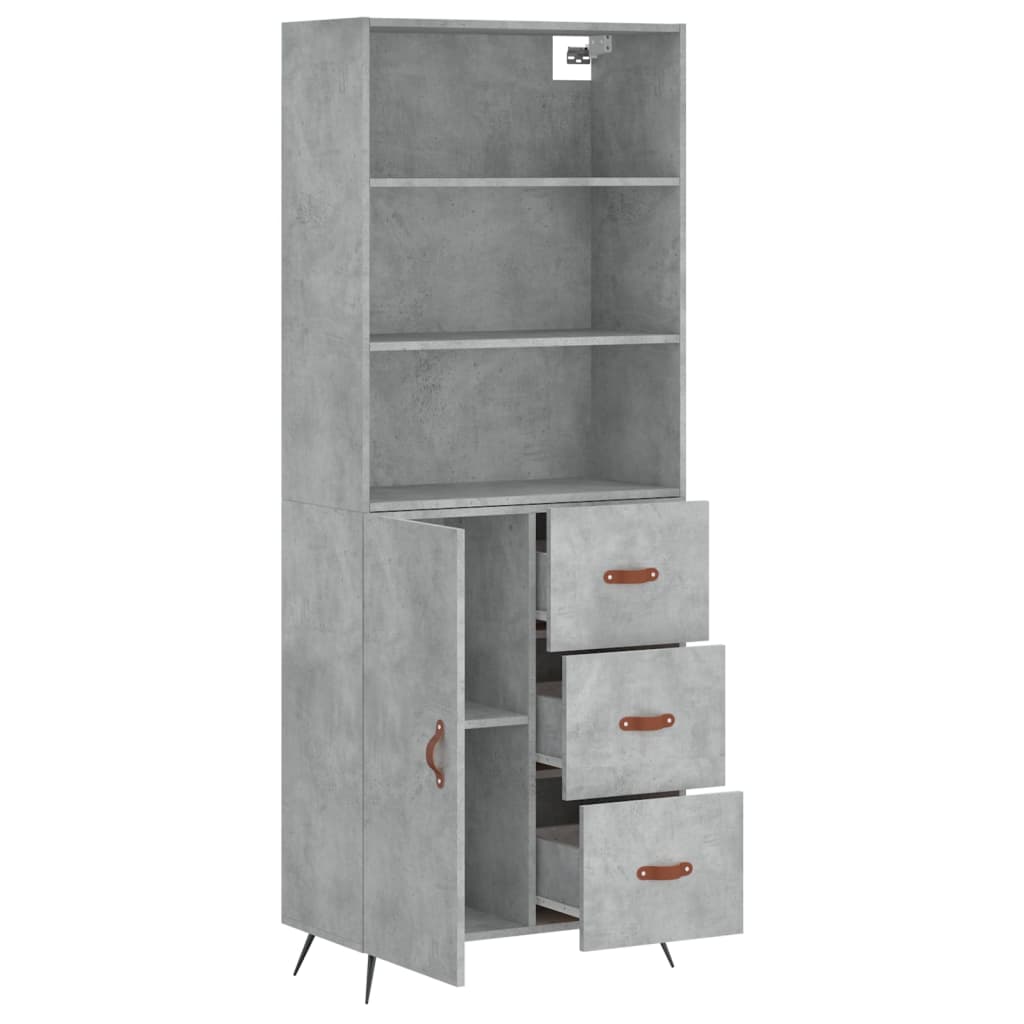 Buffet haut Gris béton 69,5x34x180 cm Bois d'ingénierie - XIOS