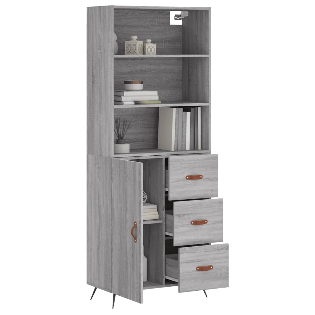 Buffet haut Sonoma gris 69,5x34x180 cm Bois d'ingénierie - XIOS