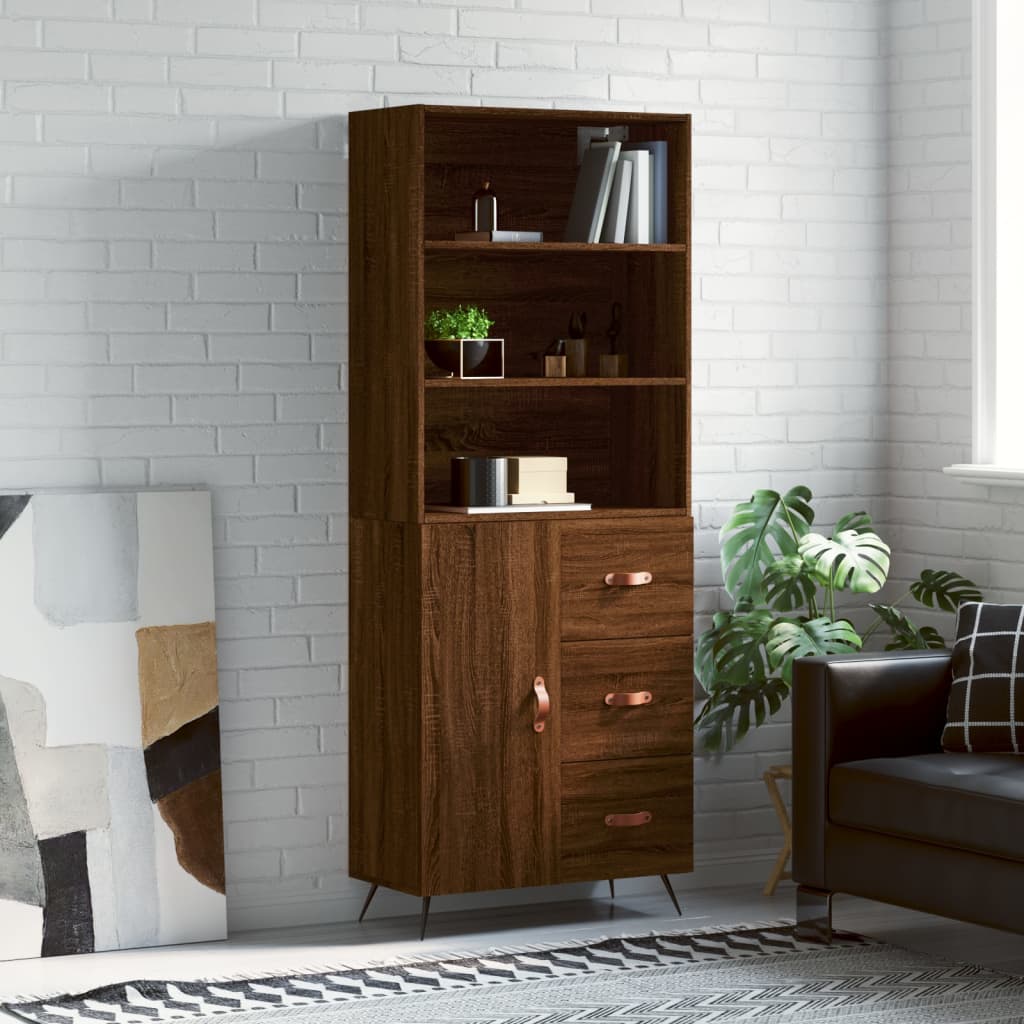 Buffet haut Chêne marron 69,5x34x180 cm Bois d'ingénierie Buffets & bahuts vidaXL