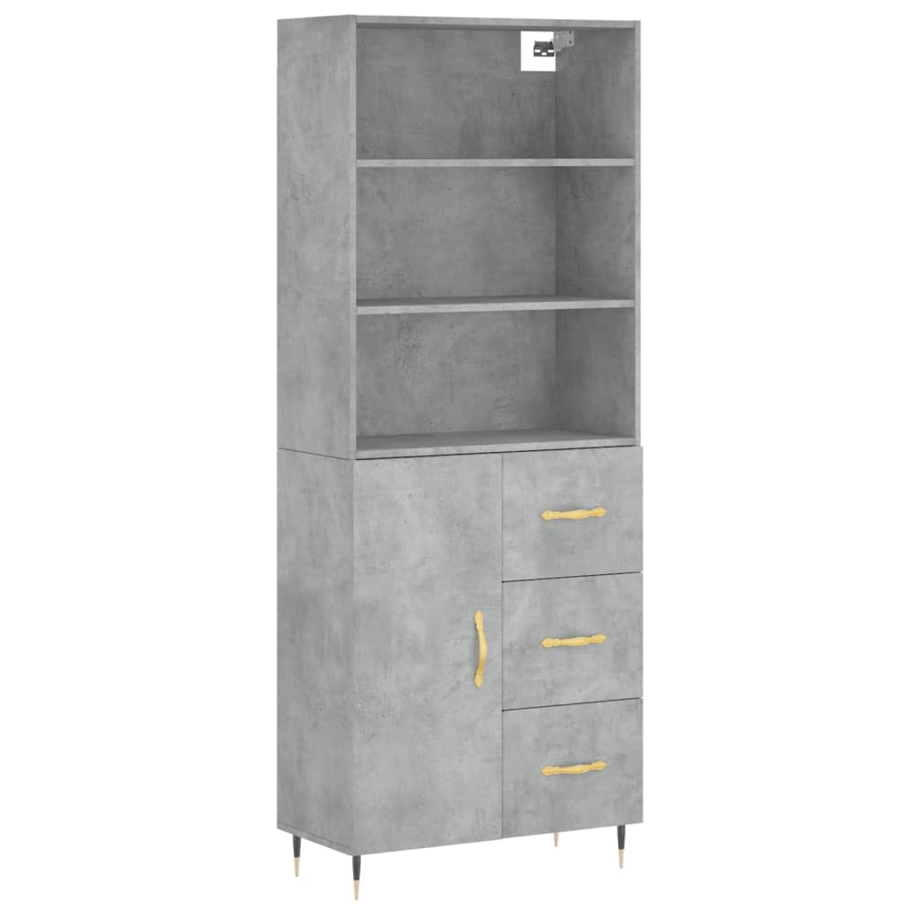 Buffet haut Gris béton 69,5x34x180 cm Bois d'ingénierie - XIOS