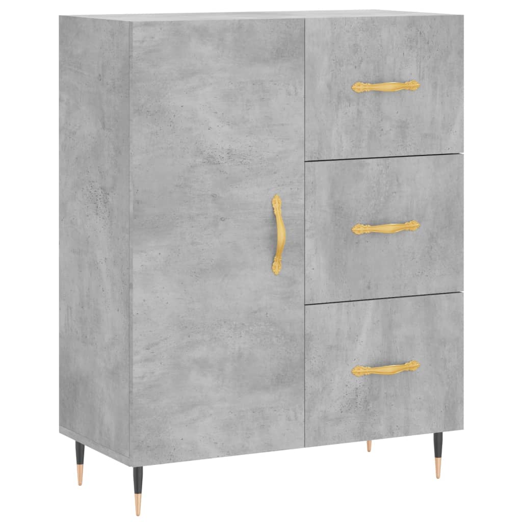 Buffet haut Gris béton 69,5x34x180 cm Bois d'ingénierie - XIOS