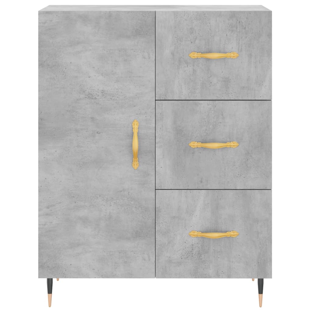 Buffet haut Gris béton 69,5x34x180 cm Bois d'ingénierie - XIOS