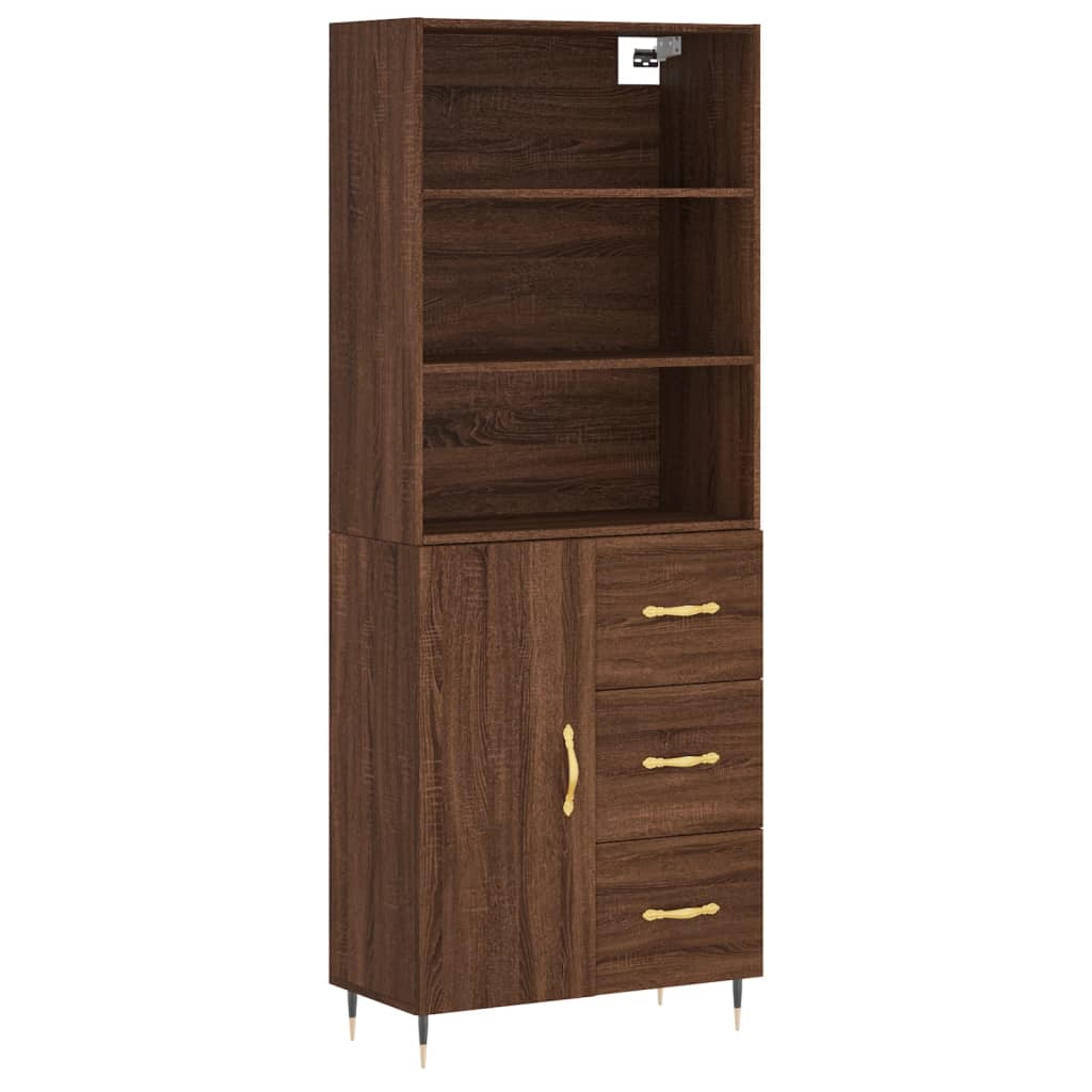 Buffet haut Chêne marron 69,5x34x180 cm Bois d'ingénierie Buffets & bahuts vidaXL