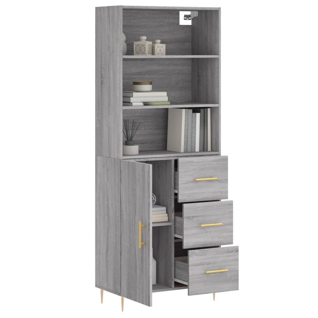 Buffet haut Sonoma gris 69,5x34x180 cm Bois d'ingénierie - XIOS