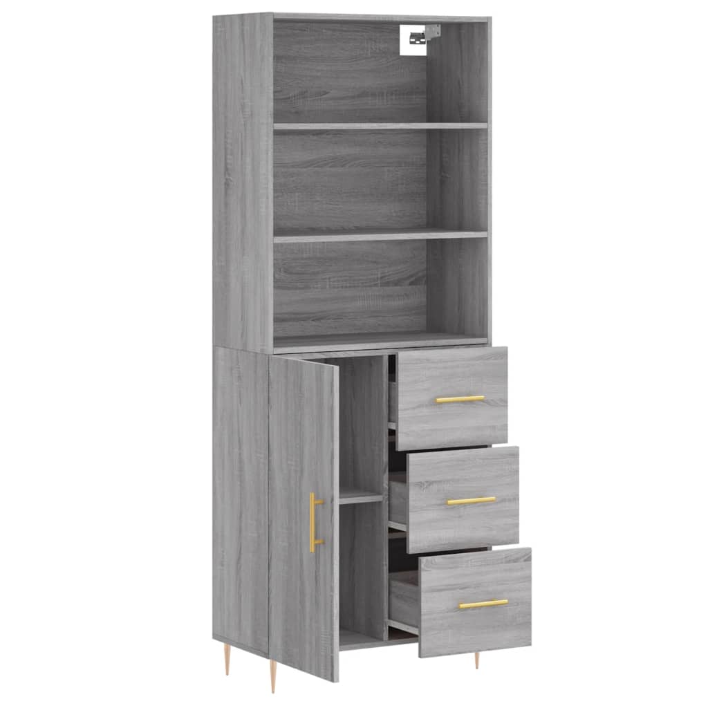 Buffet haut Sonoma gris 69,5x34x180 cm Bois d'ingénierie - XIOS