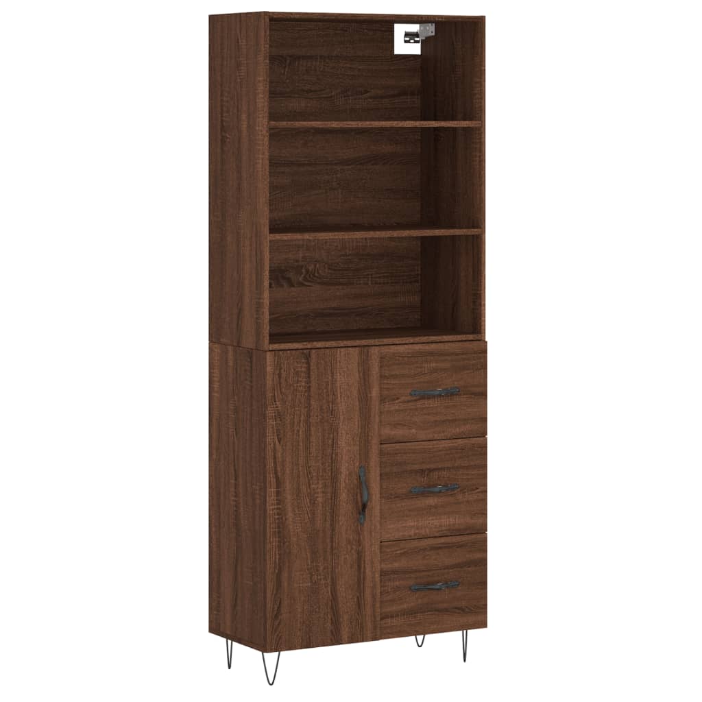 Buffet haut Chêne marron 69,5x34x180 cm Bois d'ingénierie Buffets & bahuts vidaXL