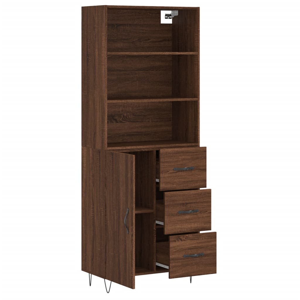 Buffet haut Chêne marron 69,5x34x180 cm Bois d'ingénierie Buffets & bahuts vidaXL