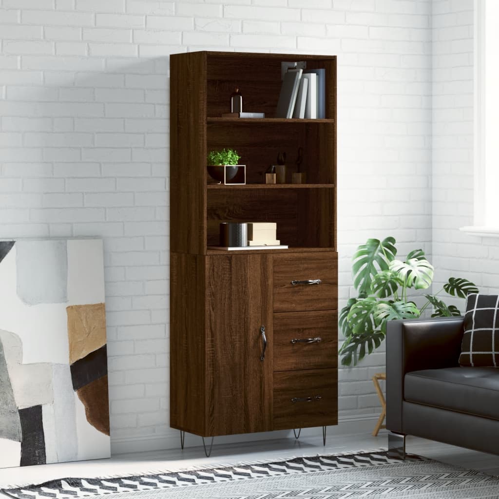 Buffet haut Chêne marron 69,5x34x180 cm Bois d'ingénierie Buffets & bahuts vidaXL
