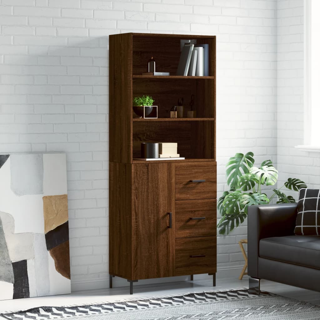 Buffet haut Chêne marron 69,5x34x180 cm Bois d'ingénierie Buffets & bahuts vidaXL