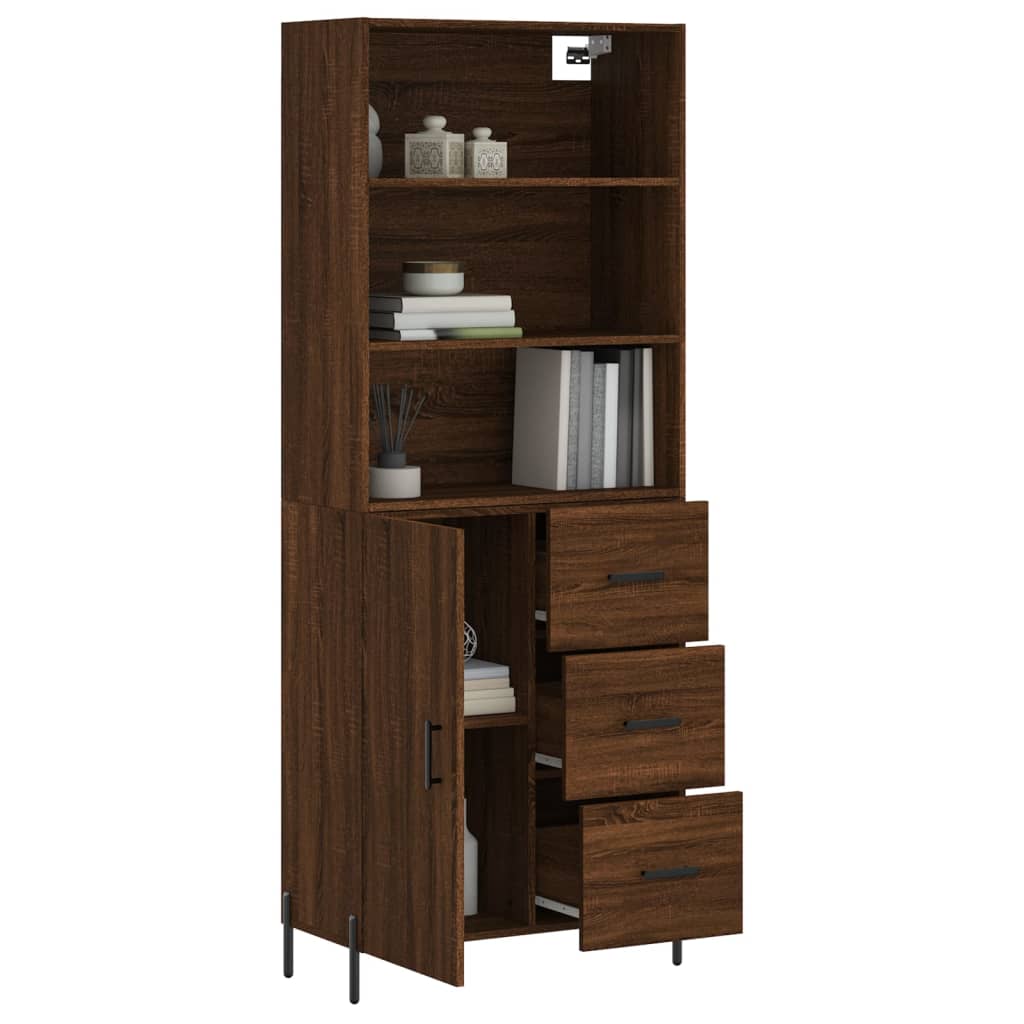 Buffet haut Chêne marron 69,5x34x180 cm Bois d'ingénierie Buffets & bahuts vidaXL